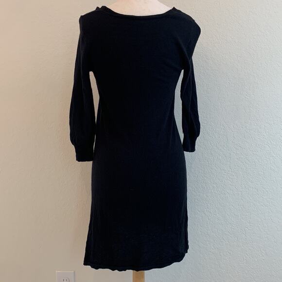 French Connection Black Scoop Neck 3/4 Sleeve Modal/Wool Sweater Dress Womens 8 - Picture 4 of 6